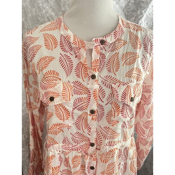 Roberta Roller Rabbit •L• YANA Tunic Shirt Dress Button Up Cotton Drawstring NWT - Picture 10 of 12